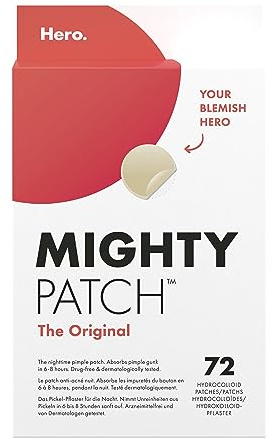 Hero Mighty Patch Original, Hydrokolloid Pickelpflaster, 72 Stück | Verbessert das Hautbild von Pickeln über Nacht, Schützt vor Berühren und Ausdrücken, Sichtbar bessere Haut nach 6 Stunden
