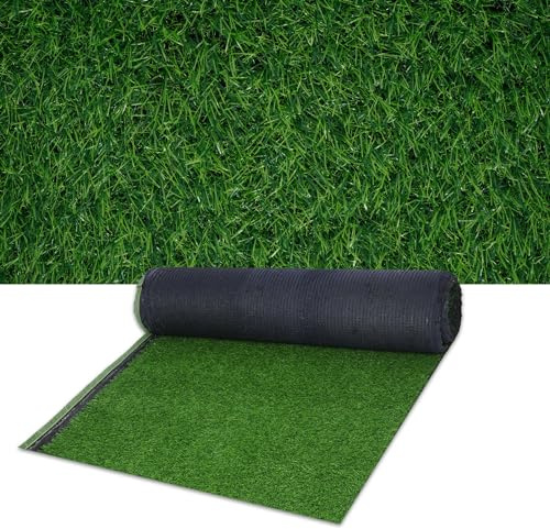 Nisorpa Kunstrasen 10x1m, Rasenteppich Outdoor 30 mm Höhe, Kunstrasenteppich Meterware Wasserdurchlässiger Kunstrasen Rolle Outdoor, Kunststoffrasen für Terrasse Balkon, Grün