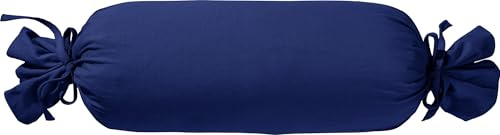 Erwin Müller Nackenrollenbezug Single-Jersey Murnau - dunkelblau Größe 40x15 cm Ø - bügelfrei, strapazierstark, elastisch, mit Bindeband