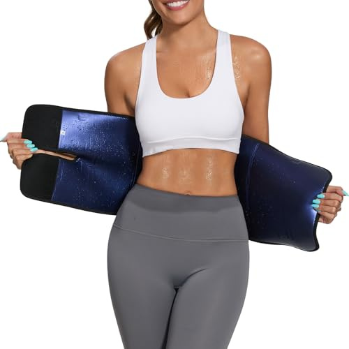 Jueachy Waist Trainer Damen Workout: Bauchweggürtel Damen Herren Fitness Gürtel Verstellbarer - Schweiß Taille Trainer Niedriger Bauchfett - Abnehmen Waisttrainer Taillenformer Easy Clean Schwarz