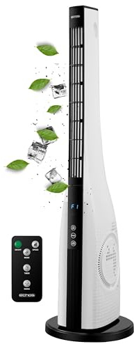 Echos® Turmventilator energiesparender Standventilator sehr leise Säulenventilator mit Fernbedienung 3 Modi Ventilator mit Kühlung Oszillierend 15h Timer LED-Display Tower Fan Luftkühler