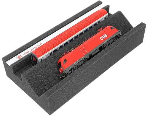 Feldherr Premium Lokliege für Modellbahnen - Magnetstreifen, Wartungsschacht, PU-Schaum, 360x175x70 mm - Ideal für Spur H0