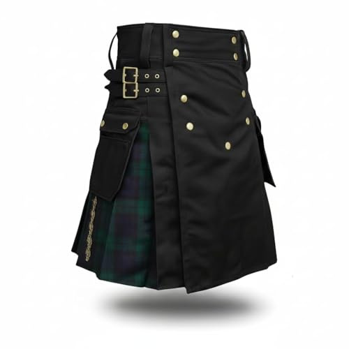 Kilt für Herren, moderner schottischer Utility-Hybrid-Kilt mit Cargotaschen, ideal für Hochzeiten und Veranstaltungen