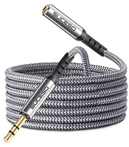 SUCESO 3.5mm Klinke Verlängerung Klinkenkabel Audiokabel Verlängerung 3M | 3.5mm Stereo Stecker auf Buchse Kopfhörer Verlängerungskabel mit Kopfhörer Handy Lautsprecher Tablets Autoradios Media-Player