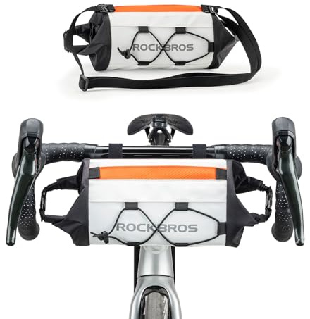 ROCKBROS Lenkertasche Fahrrad 2,4L mit Schultergurt | Fahrradtasche vorne mit Doppelöffnung und reflektierendem Design, kompakte Lenkertasche für MTB, Rennrad, Citybike und E-Bike