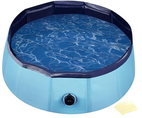 Fudajo Hundepool 80 x 30 cm rutschfestes Hundeplanschbecken, Hundeschwimmbad faltbar aus PVC, Hundebadewanne mit verstärkten Kanten, tragbarer Pool für Hunde