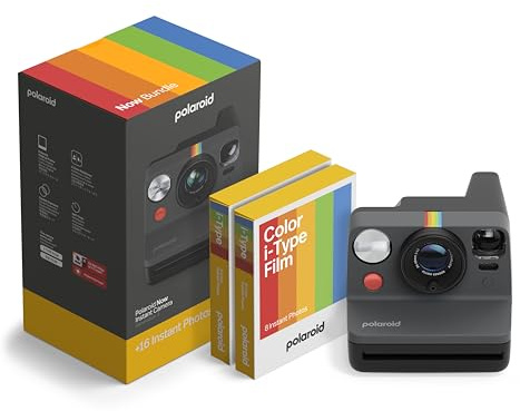 Polaroid - Now Gen 3 - Sofortbildkamera - Bundle Kamera + Farbfilm (16 Fotos) Schwarz (6560)