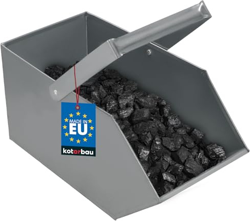 KOTARBAU® Aschekasten Kohlenkasten Briketts Holz Koks Aschebehälter Kamingrill Zubehör Ascheschale Kohlewanne Kohlenschütte Abtransport Abkühlen Lagern Silber