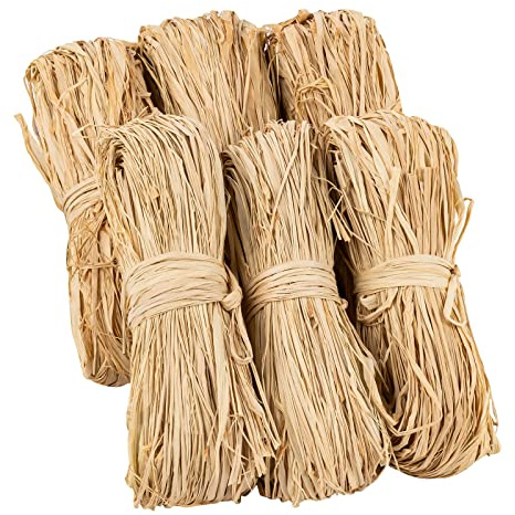 FAINCA Bast Raffia Naturbast 6 Stück Füllmaterial Geschenk 6 * 50g | Florbast Naturbast zum Basteln Bastband Natur für Floristen Garten Hochzeit Geschenkbast Dekoration DIY