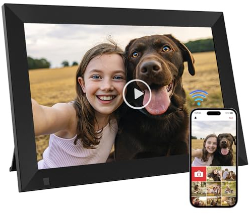 10,1 Zoll Digitaler Bilderrahmen WiFi mit 32G internem Speicher Smart elektronischer Bilderrahmen, 1280x800 IPS Touchscreen Bewegungssensor, Fotos/Videos über die App teilen, Gute Geschenkwahl