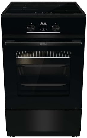 Gorenje GEIT 5 C60BPG Elektro-Standherd mit Induktionskochfeld / 50 cm / 70 Liter / Kindersicherung/ Schnellaufheizung / AirFry / Pizzamodus 300°C / Teleskopauszüge / AquaClean / BridgeZone / schwarz