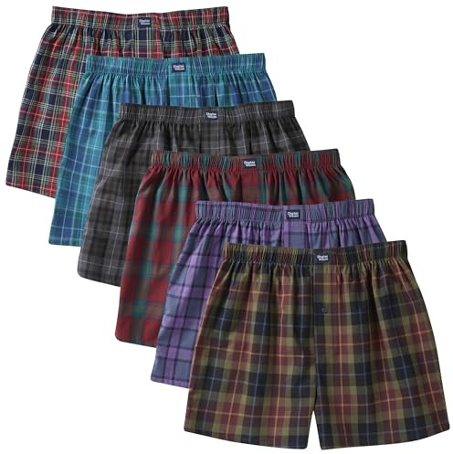 Charles Wilson 6er Packung Gewebte Boxershorts (L, Tartan Check 88)