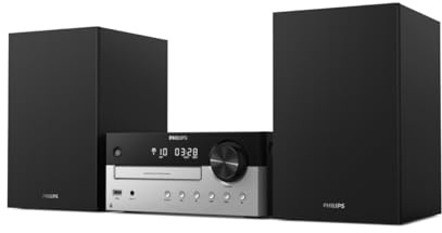 Philips M4205/12 Micro HiFi System Kompaktanlage mit Bluetooth | Mini-Stereoanlage | 60 W RMS | CD, MP3-CD, USB, FM | Bass-Reflex-Lautsprecher | USB-Anschluss zum Aufladen