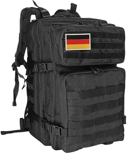 Oreunik Militär Rucksack Herren,45L Wasserdicht Taktischer Bundeswehr Rucksack Molle Rucksäcke Survival Backpack für Wandern im Freien Trekking Camping Wandern Angel Reise Arbeit (Schwarz)