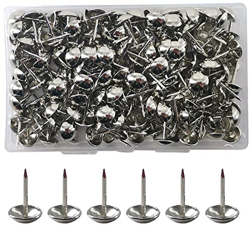 Yosawo 200 Stück Polsternägel Rundkopfnägel Thumbtacks Kopfnägel Möbel Nägel Vintage für Sessel, Möbel, Bett, Dekornagel (Silber)