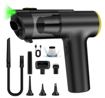 Zynet Handstaubsauger Akku Kabellos, 28000Pa Mini Autostaubsauger Stark Saugend, 7800mAh, 60 Min Laufzeit, 3-in-1 mit LED-Display und Bürstenlosem Motor für Auto, PC, Sofa, Küche