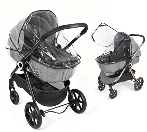 Regenschutz Kinderwagen, Universal Kinderwagen Regenschutz, Großem Fenster für Schnellen Zugang, Atmungsaktiv Regenverdeck Buggy mit Lebensmittelechtes EVA, Schnelle Installation, Transparent