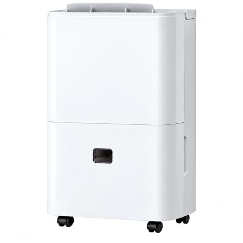 Luftentfeuchter elektrisch mit Pumpe, 90 L/Tag, für Räume bis 240 m² | Bautrockner für Zuhause und Keller, 8-L-Tank, Max. 5 m Vertikale Förderhöhe, Automatische Schwenkfunktion Zum Wäschetrocknen
