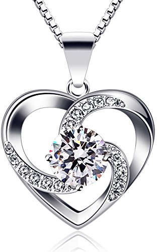 B.Catcher Halskette Damen, Silber 925 Herzkette, Herz änhänger Silber Kette Damen, Muttertag Geburtstag Valentinstag Weihnachten Schmuck Geschenke Frauen Ehefrau, Mutter, Freundin, Tochter, 45 cm