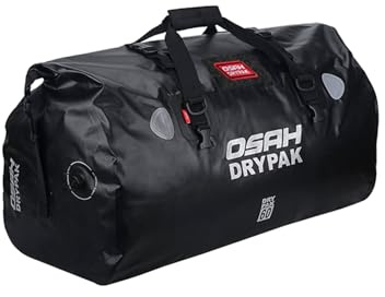 Greanthour Motorrad wasserdichte Trockentasche 60L – Rolltop-Hecktasche, großer Stauraum, für Camping, Kajak, Angeln, Reisen & Offroad – Schwarz