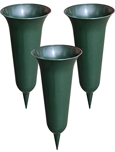 3er Set Grabvase grün 31 x 12 cm Kunststoff