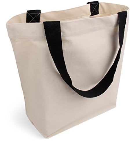 Cottonbagjoe Shopper Baumwolltasche 45x38x16 cm – Stofftasche mit Reißverschluss Innentasche, stabile Canvas Einkaufstasche mit Bodenfalte & langen Henkeln – OEKO-TEX® STANDARD 100