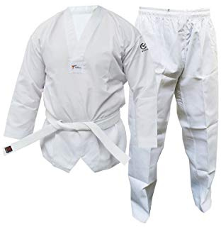 Wacoku Taekwondo-Anzug für Erwachsene, Kinder, Dobok, WT-genehmigt, für Herren und Damen, weiß, 5/180 cm