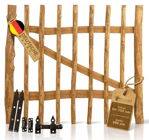 BOOGARDI Gartentor Holz für Staketenzaun 120cm hoch · Garten Zaun Tor in 14 Größen · Holztor 100cm breit · Gartentür für Holzzaun · HxB 120 cm x 100 cm (3-5 cm Lattenabstand)