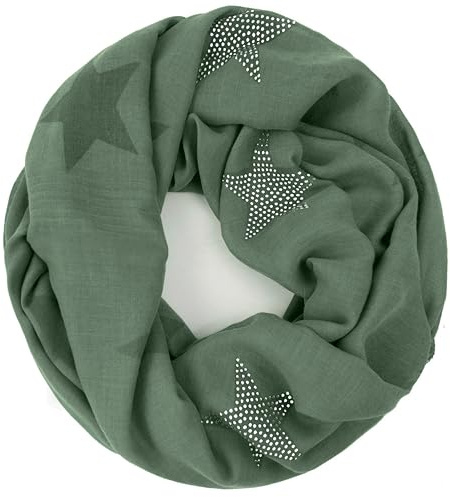 Gloop Loop Schal mit Sternenmuster, Damen leichter Langschal Mehrfarbig | Damen Leichter Langschal, Schlauchschal, Loopschal Tuch für Frühling und Herbst in vielen Farben
