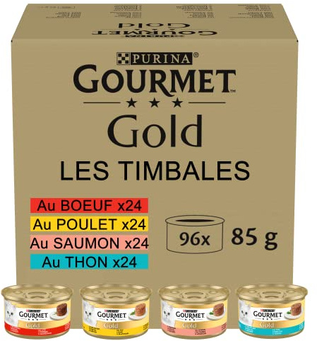 Gourmet Gold Raffiniertes Ragout Katzenfutter nass, Sorten-Mix, 96er Pack (96 x 85g)