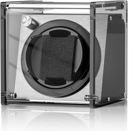 Watch Winder Smith Uhrenbeweger aus halbtransparentem PE Kunststoff für 1 Uhren (Grau)