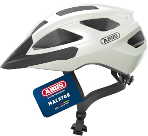ABUS Rennradhelm Macator - sportiver Fahrradhelm für Einsteiger - auch für Zopfträger/-innen - für Damen und Herren - Weiß Glänzend, Größe M