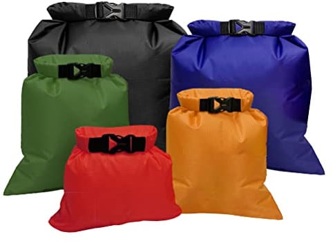 5 Stück wasserdichte Aufbewahrungsbeutel, 1,5/2,5/3,5/4,5/ 6L Bootfahren Packsäcke 5 Farben Leicht Outdoor Trockener Sack Polyester Wassersport Säcken für Smartphone Kamera
