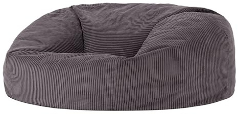 Icon Soul Cord XXL Sitzsack Sofa mit Füllung, Grau | In Deutschland Hergestellt, Sitzsack Erwachsene, Flauschiger Cordstoff, Riesen Sitzsack für Schlafzimmer und Wohnzimmer