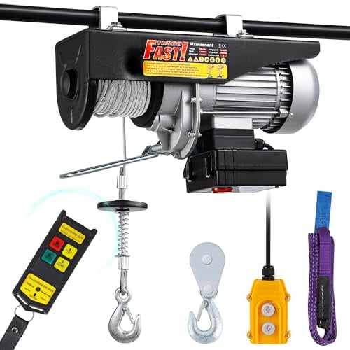 Mxmoonant Elektrische Seilwinde 140/280kg, Schnelltyp 10/20m/min Hub 10/20m | Drahtlose und drahtgebundene Steuerung, 1600W