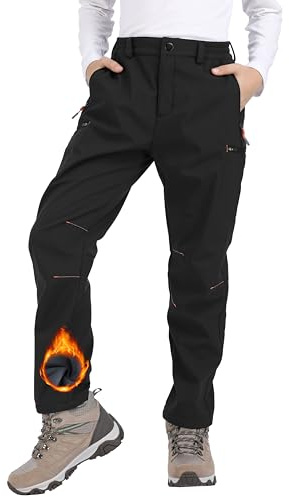 Djtnzdm Kinder Skihose Gefütterte Hose Softshellhose Atmungsaktiv Winddicht Winter Schneehose Jungen Thermohose Mädchen Warm Outdoorhose Wanderhose