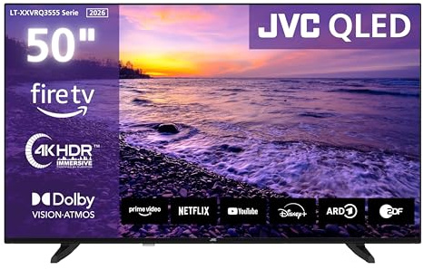 JVC LT-50VRQ3555 Fernseher 50 Zoll Fire TV 4K QLED Smart TV mit Dolby Vision HDR, Dolby Atmos, Alexa Sprachsteuerung und Triple Tuner, UHD Fernseher (2026)