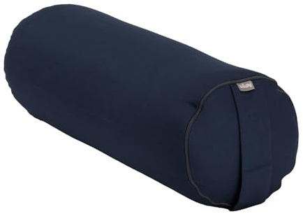 Bodhi Yoga Bolster | ECO Serie | Yogarolle mit Kapok-Füllung | Waschbarer Bezug aus 100% Bio-Baumwolle | Yogakissen für Restoratives Yoga | 65 x 22 cm (dunkelblau)