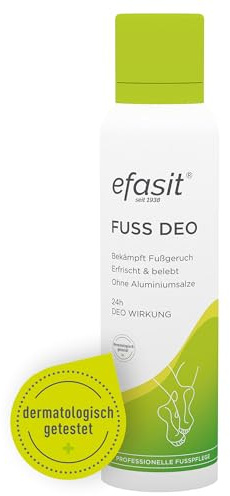efasit Fußdeo - 24h Wirkung, Fußdeo erfrischt und belebt, Fußspray bekämpft langanhaltend Fußgeruch, ohne Aluminiumsalze, 150 ml