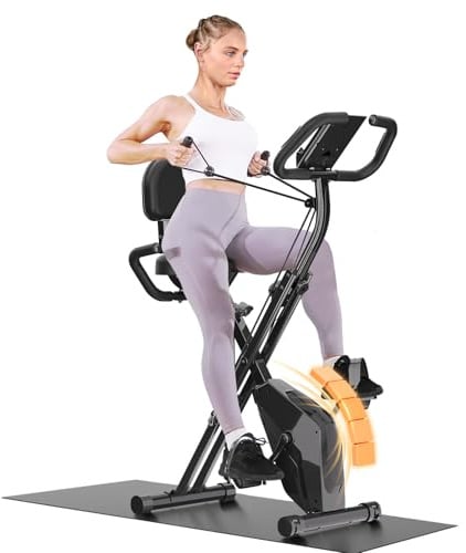 Dskeuzeew Heimtrainer Fahrrad Klappbar Ergometer Heimtrainer Fahrrad mit Integriertes Widerstandsband für Zuhause 150kg Belastbar mit Magnetwiderstand und LCD-Display Hometrainer Platzsparend
