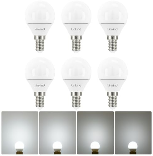 Linkind E14 Dimmbar Led 4.5W Golf Ball P45/ G45 Lampe, ersetzt 40 Watt, 5000K Tageslicht-Weiß E14 Leuchtmittel 500LM, 6 Stück