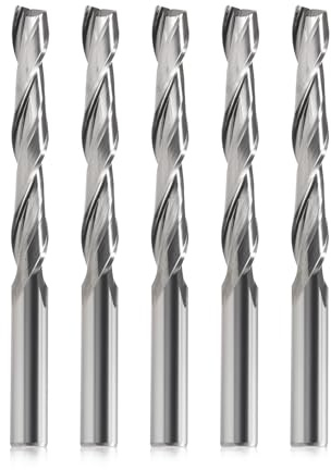 CNC fräser,schaftfräser,fräser 6mm schaft,6mm Schnittdurchmesser,42mm Schnittlänge, Upcut 2 Flöten Router Bit zum Schneiden von Holz,Packung 5