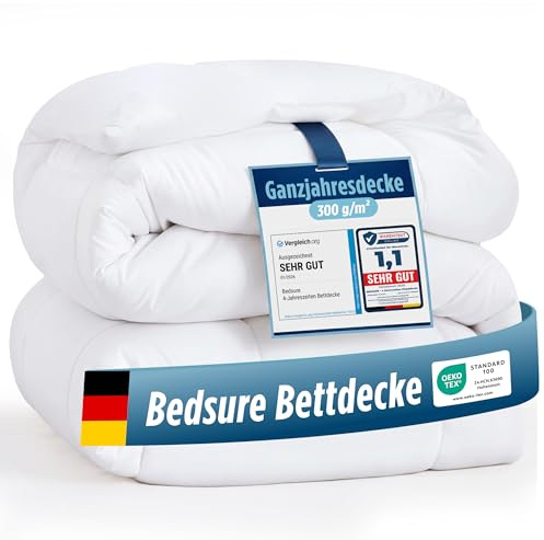 BEDSURE Bettdecke 135x200 Ganzjahresdecke Steppdecke - Bettdecke 135x200cm 4 Jahreszeiten Bettdecken - Oeko-TEX Zertifiziert 300GSM Weiß Sommerdecke, Weiche Warm Duvet Schlafdecke für Allergiker