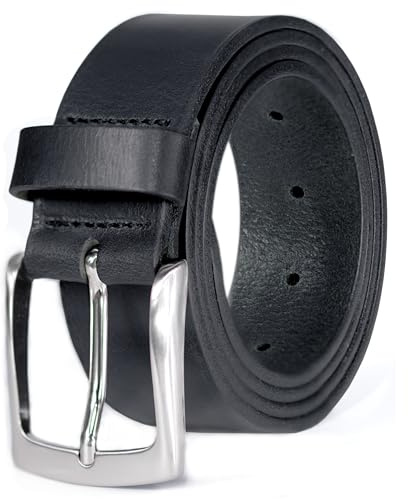Ledergürtel Herren - Vollledergürtel aus Büffelleder- MADE IN GERMANY - Männer Gürtel, - Jeans-Gürtel, schwarz, Gürtel Herren 40 mm breit (Schwarz, Bundweite 95cm = Gesamtlänge 110cm)