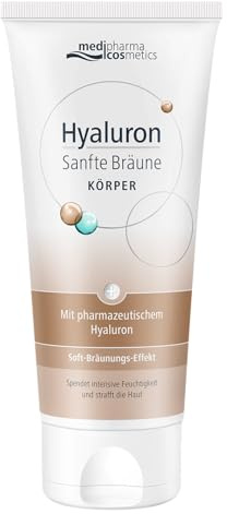 HYALURON SANFTE BRÄUNE KÖRPERPFLEGE 200ml, für einen gleichmäßigen Soft-Bräunungs-Effekt ohne Streifenbildung, für ein angenehmes Hautgefühl, mit angenehmem Duft, zieht schnell ein und fettet nicht.