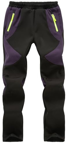 Asfixiado Kinder Softshellhose Skihose Schneehose Gefüttert Thermohose Wasserdicht Winter Jungen Mädchen Wanderhose Outdoorhose Matschhose(16012 Purple L)