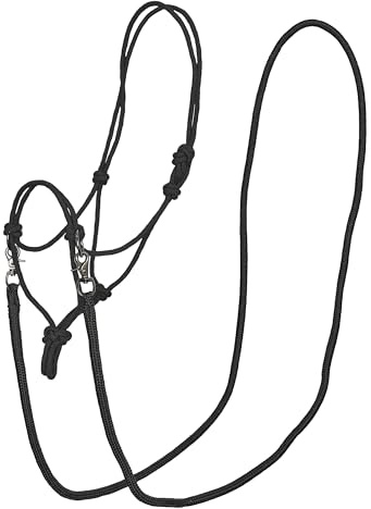 Imperial Riding Knotenhalfter IRHFree Ride – leichtes, Robustes Rope-Halfter aus starkem Polyesterseil, individuell verstellbar, für Training, Bodenarbeit & Alltag, Schwarz, Full