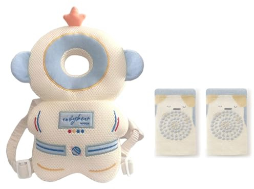 Furforstk kopfschutz baby umfallen mit Knieschützer baby kopfschutz rucksack Atmungsaktive head protection backpack zum Kleinkinder Krabbeln und Laufen Lernen, Einstellbare (Astronaut)