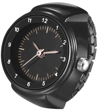 Silverora Ringuhr Fingerringuhr Edelstahl Elastische: Herren Damen Analog Quarzuhren mit Arabische Ziffern Skala Stretchband Finger Uhr Geschenke für Männer Frauen