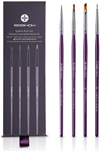 EIGSHOW Eyeliner Pinsel Set, Feiner abgewinkelter Eyeliner Pinsel, ultradünner gebogener Augenpinsel für detaillierte Präzisions-Eyeliner, Enger Liner, Augenbrauen-Füllung